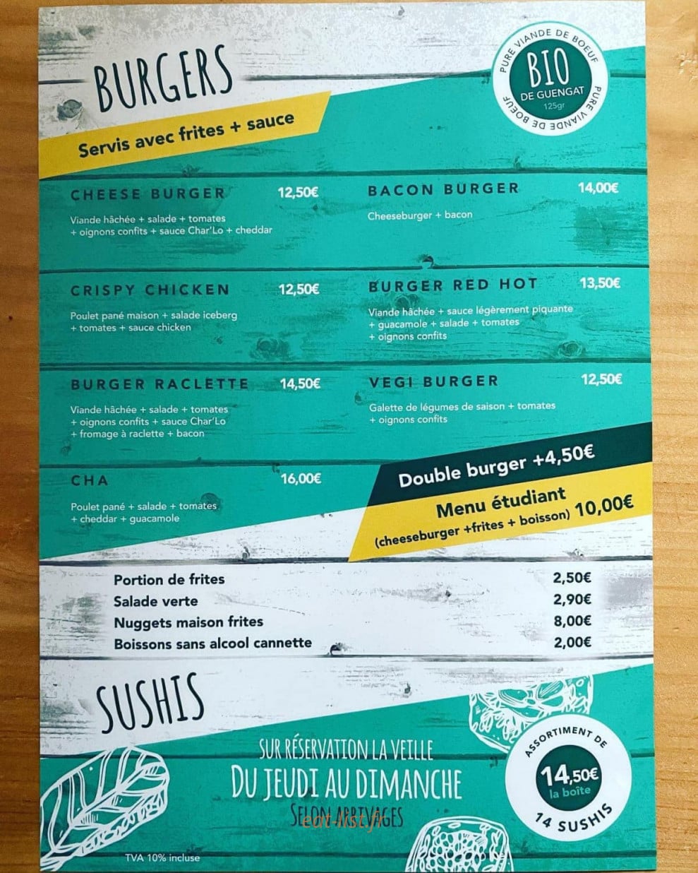 Char’Lo bistrot — carte page 1