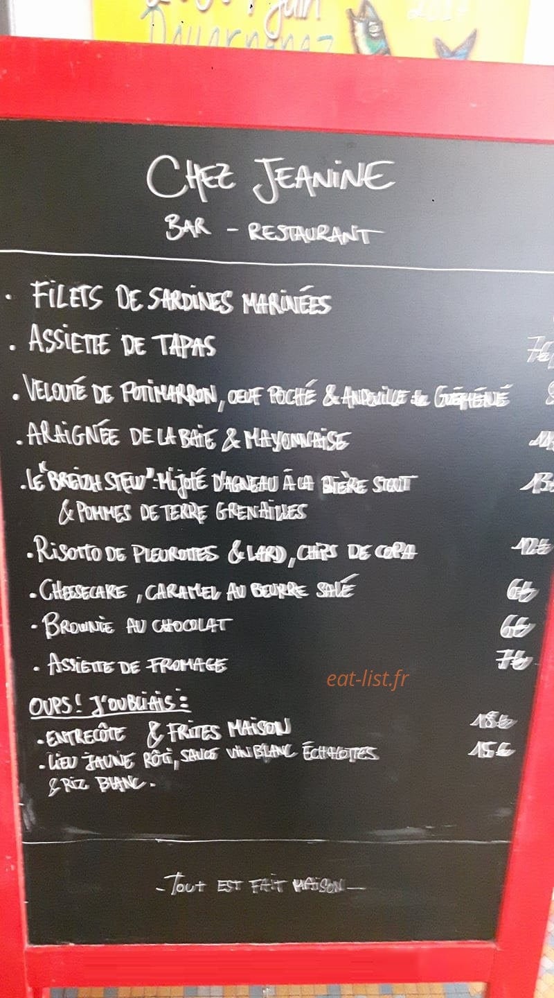 Chez Jeanine — carte page 1