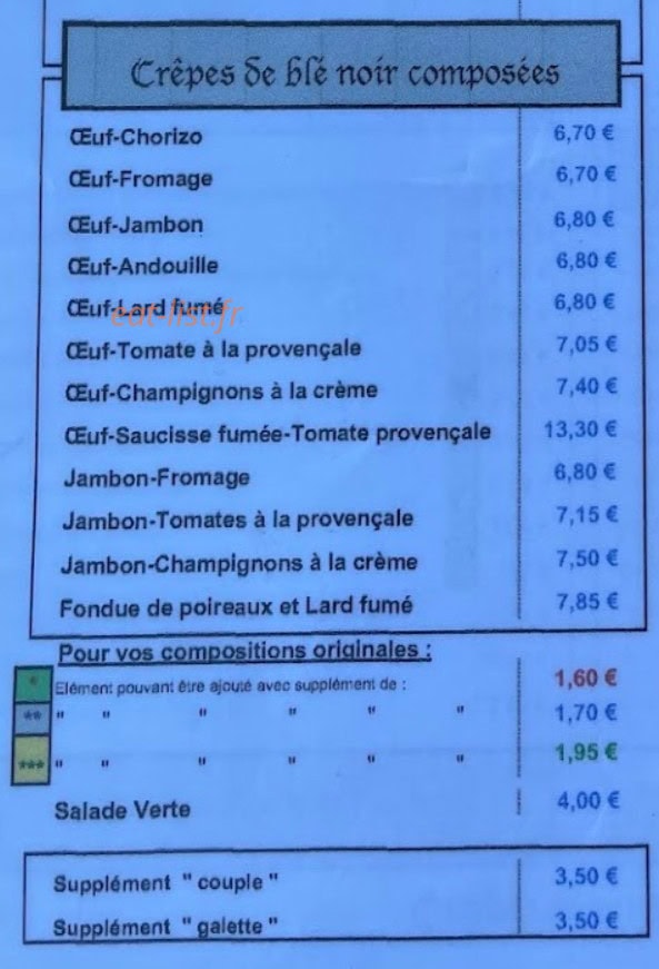 Crêperie du Sallé — carte page 2