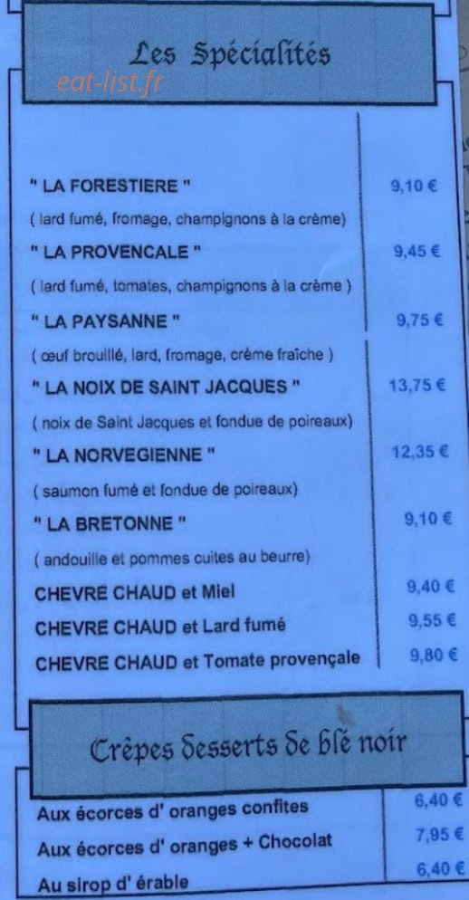 Crêperie du Sallé — carte page 4