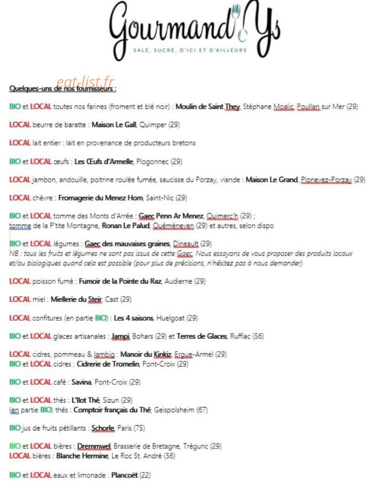 Gourmand'Ys — carte page 4