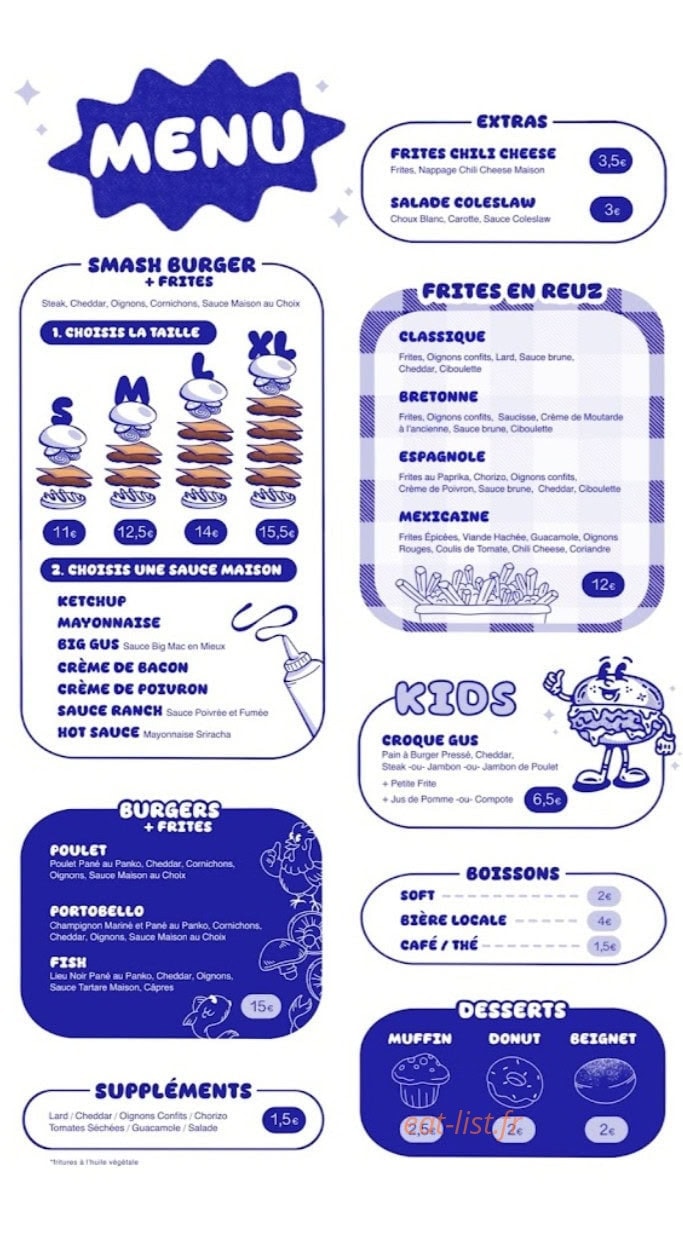 Gus burger — carte page 1