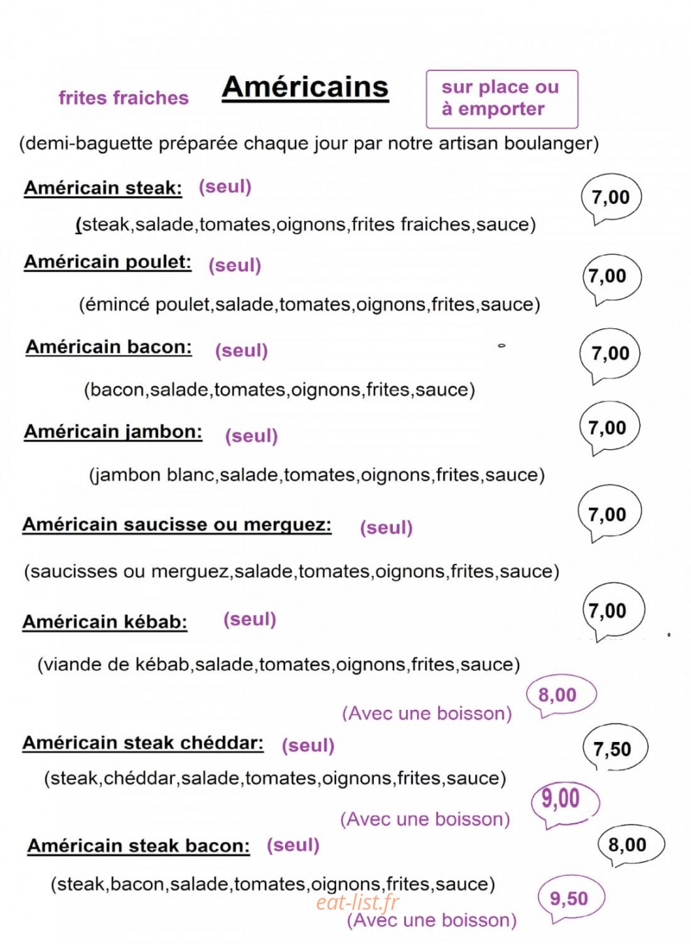 La Pause Burger — carte page 3