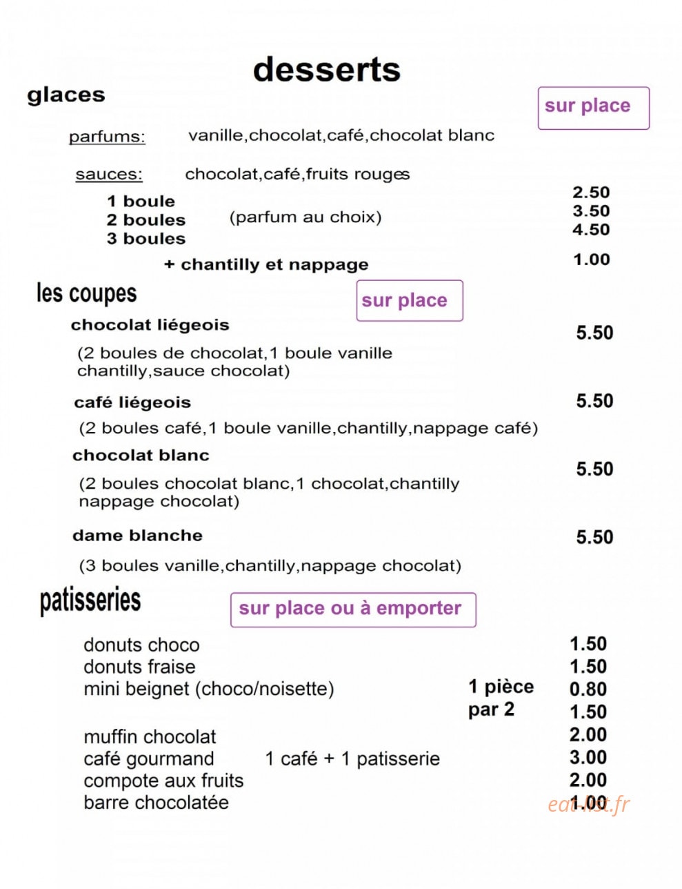La Pause Burger — carte page 4