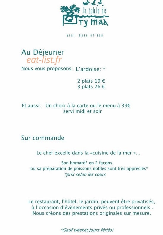 La Table de Ty Mad — carte page 2