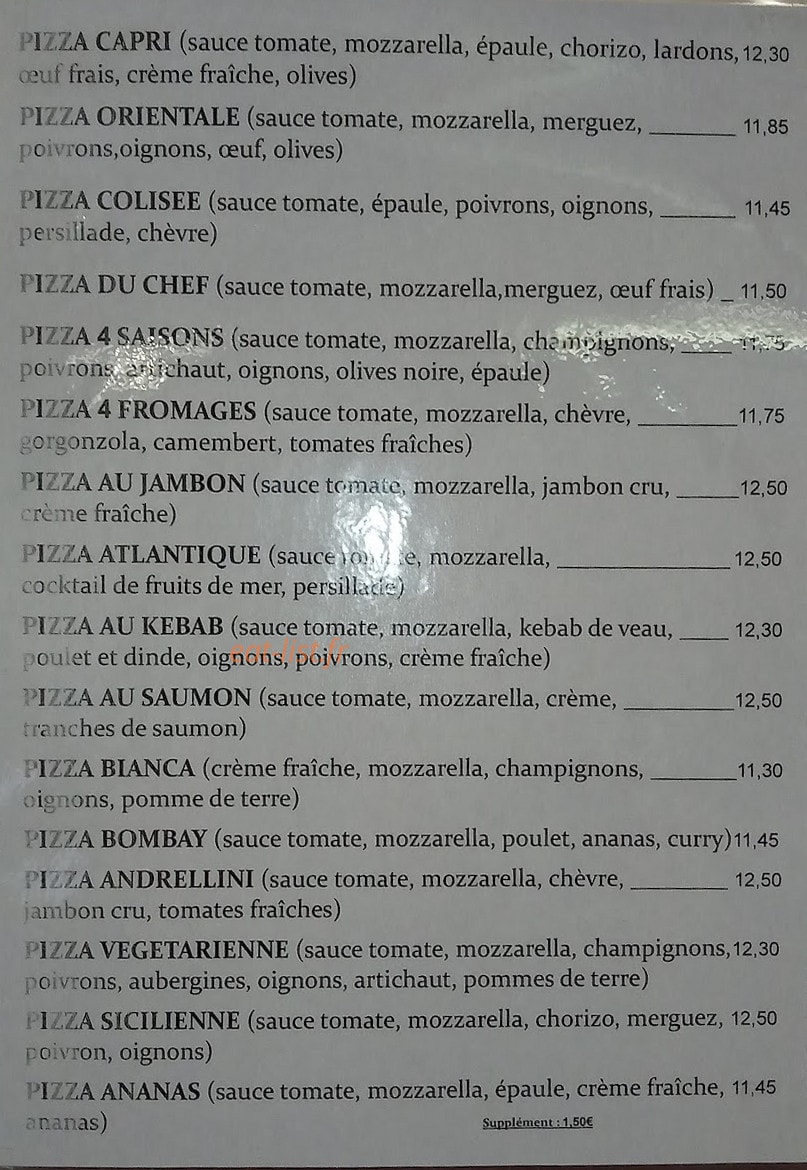 Restaurant Pizzeria Da Franco — carte page 2