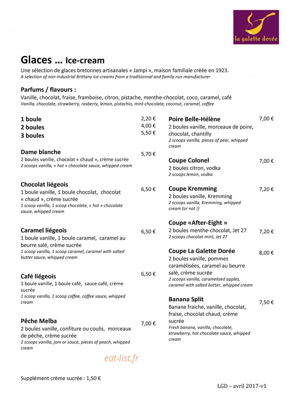 La Galette Dorée — carte page 3