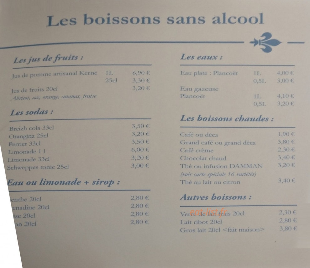 Crêperie de l'Abri — carte page 2