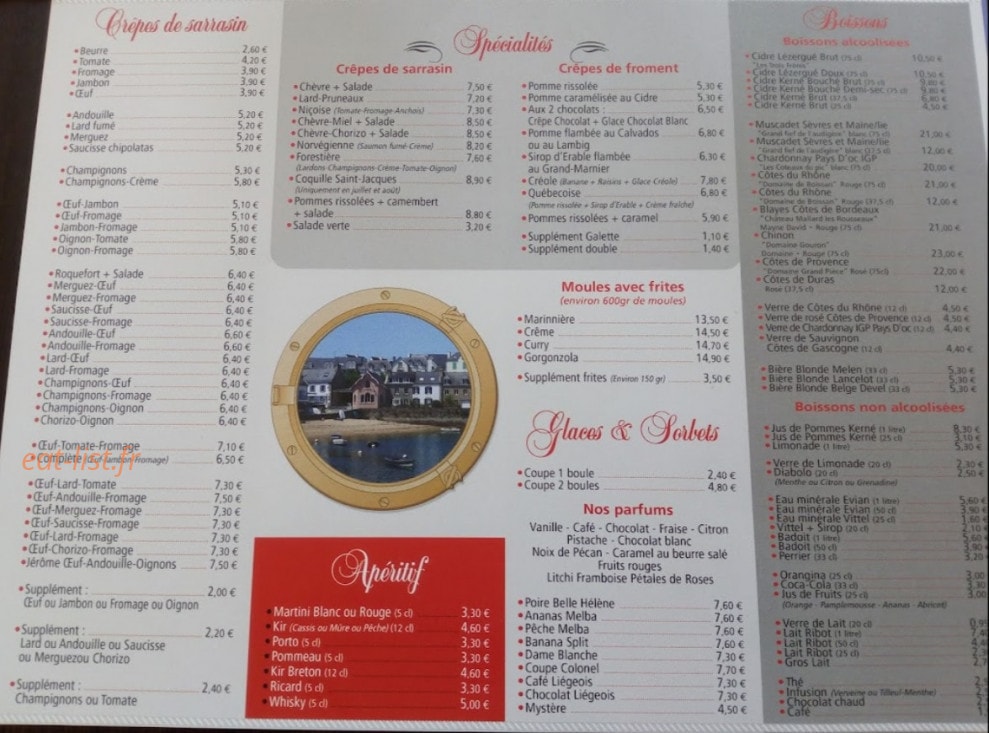 Crêperie du Port — carte page 1
