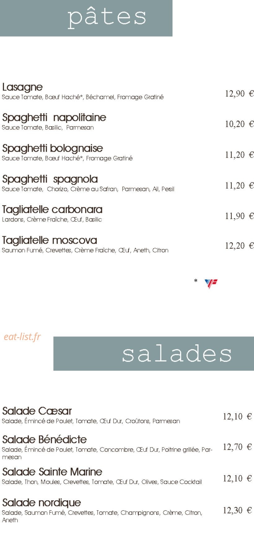 Pizzeria du Port — carte page 3