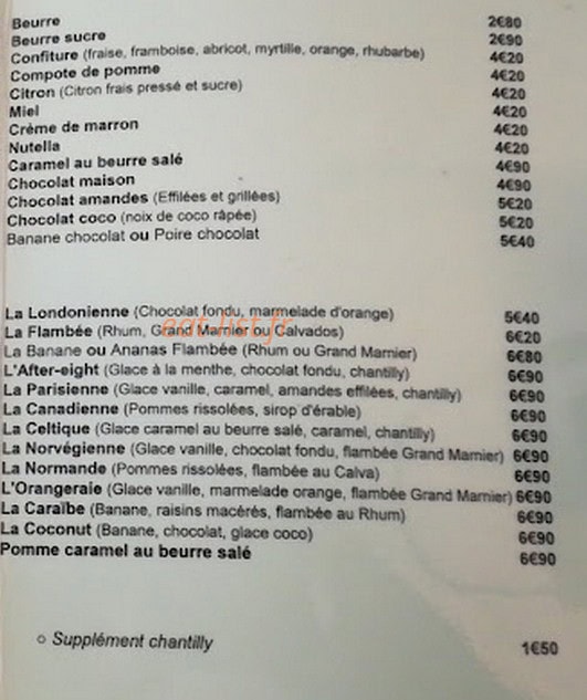 Crêperie La Chaumine — carte page 2