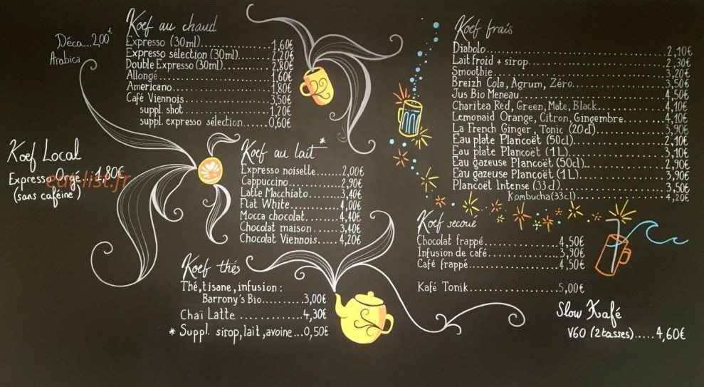 Kafé Koefet — carte page 1