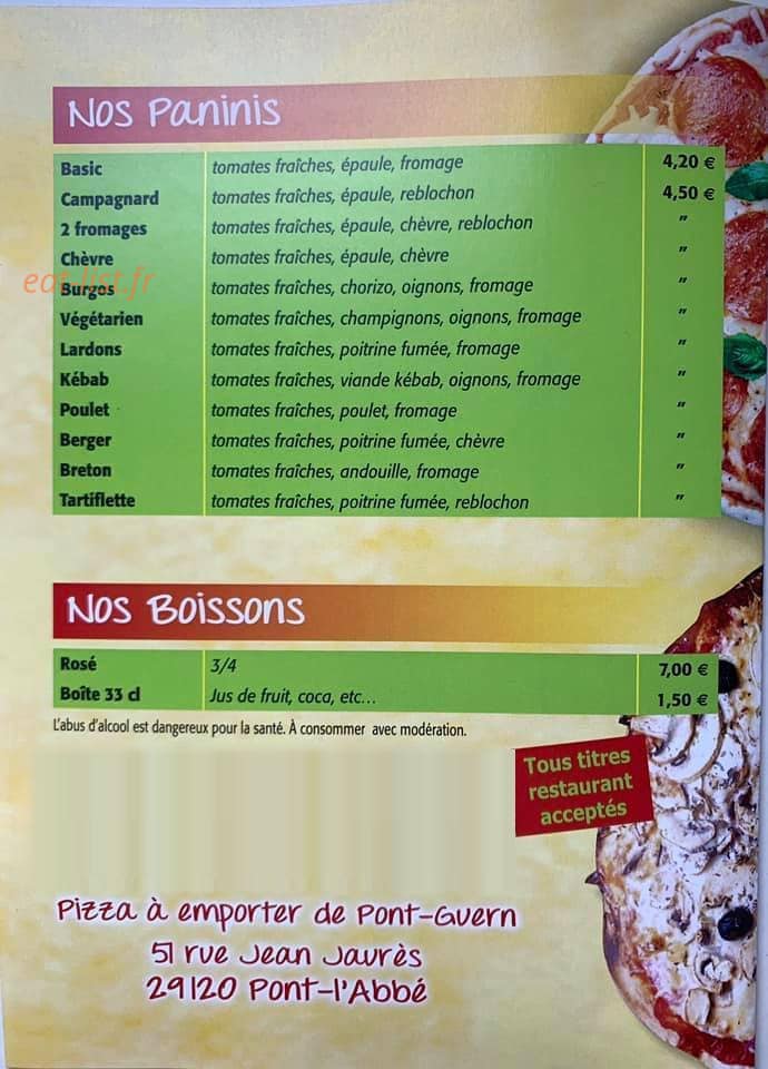 Pizza pont guern — carte page 2