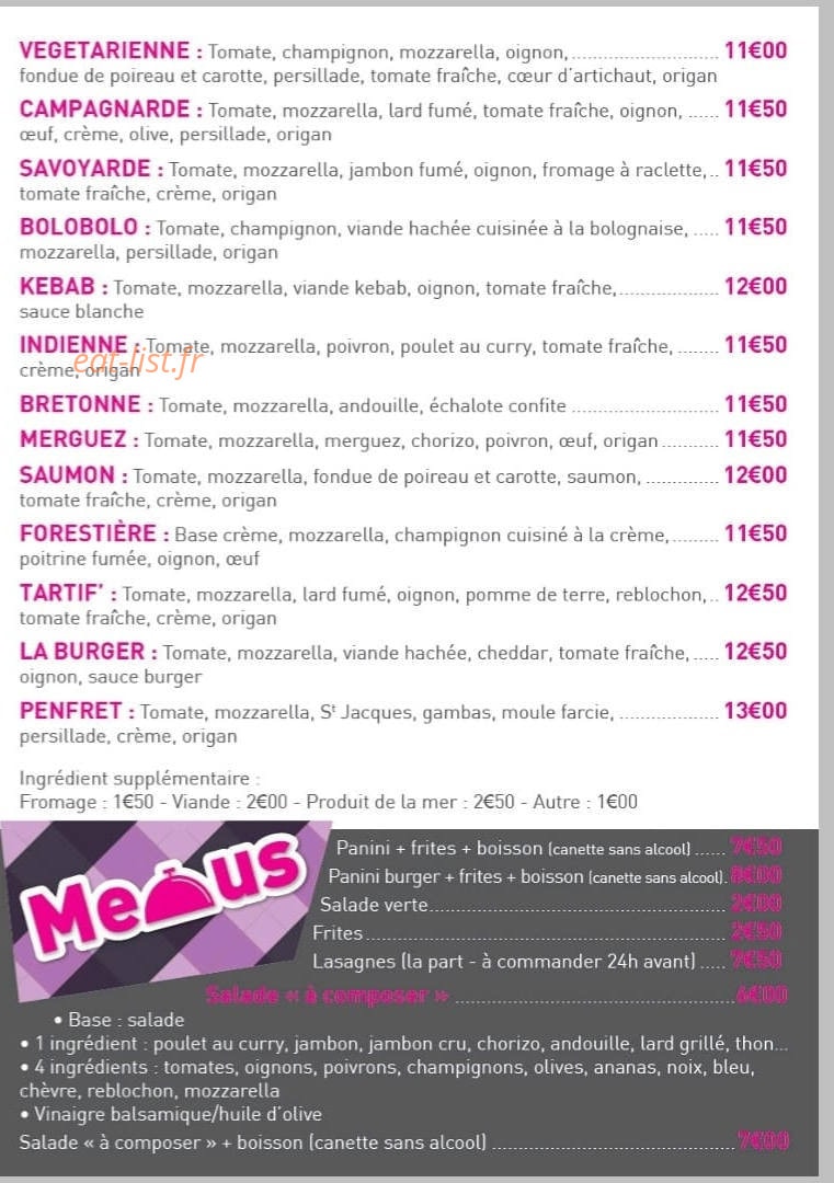D'Elise Pizza — carte page 2