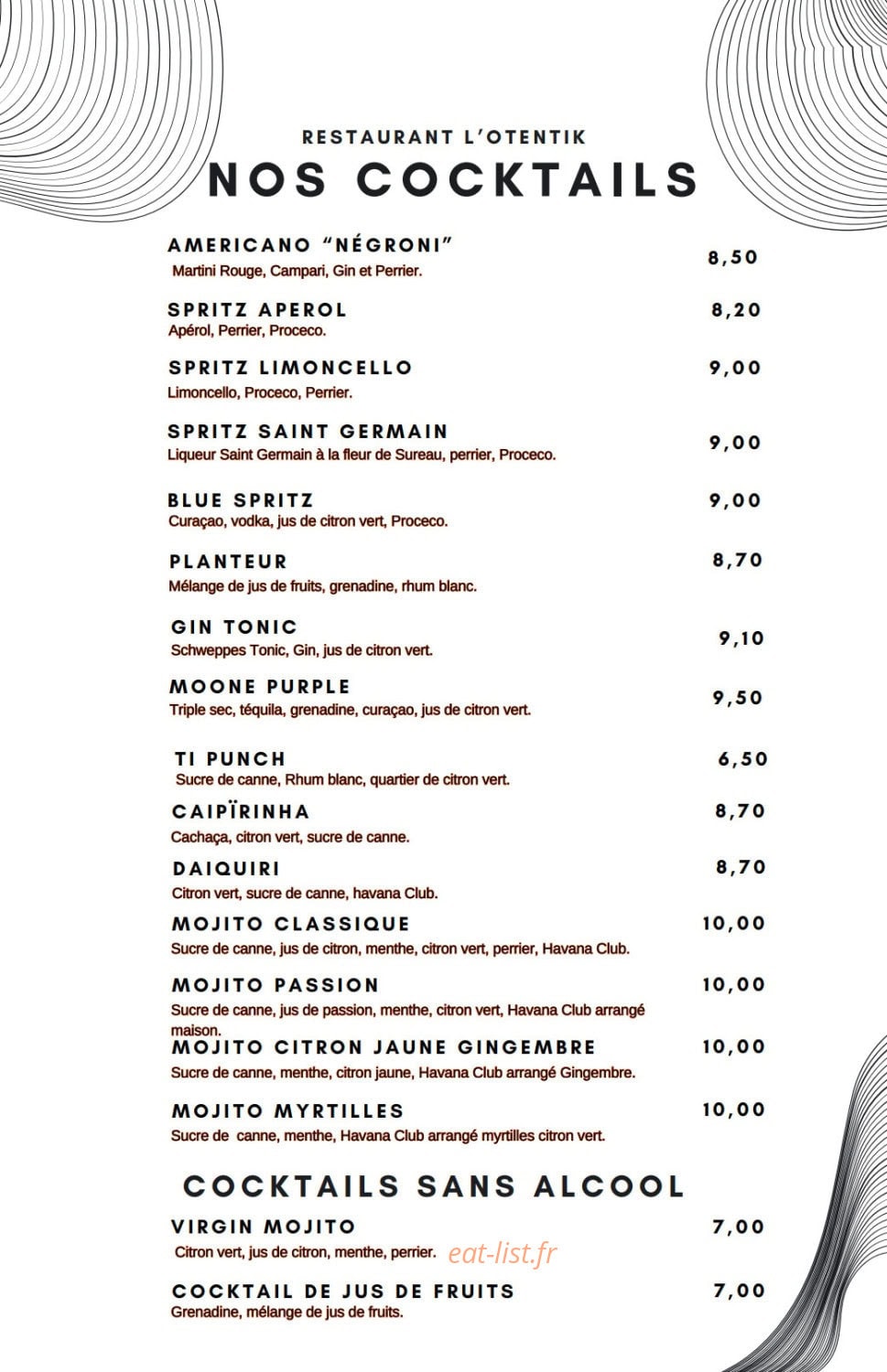 L’Otentik — carte page 8