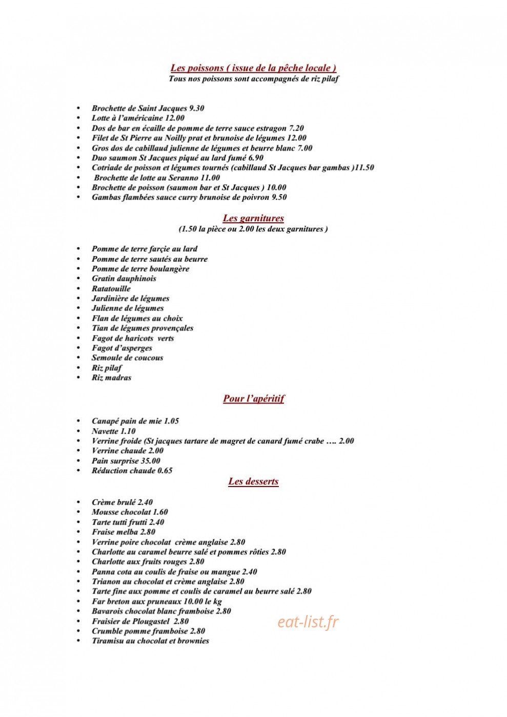 Ti Gourmet — carte page 2