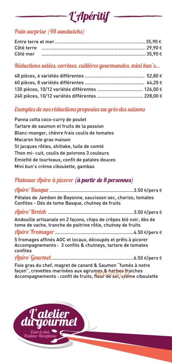 L'Atelier Du Gourmet — carte page 2