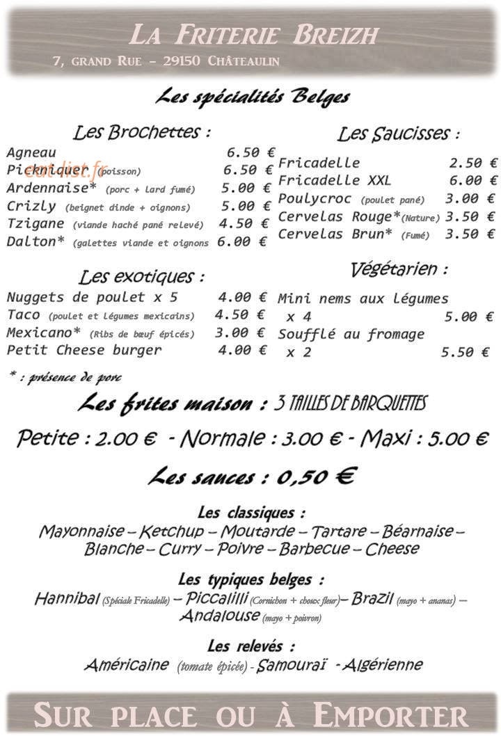 La Friterie Breizh — carte page 2