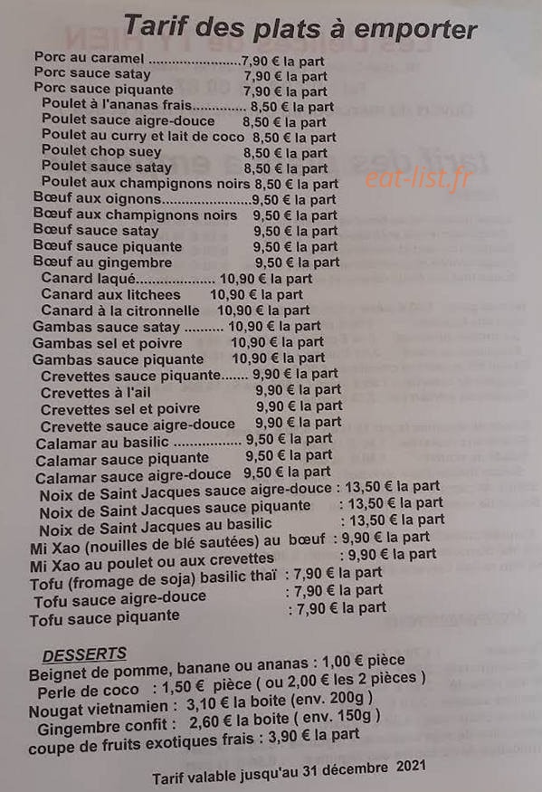 Les Délices de Ty Hien — carte page 2