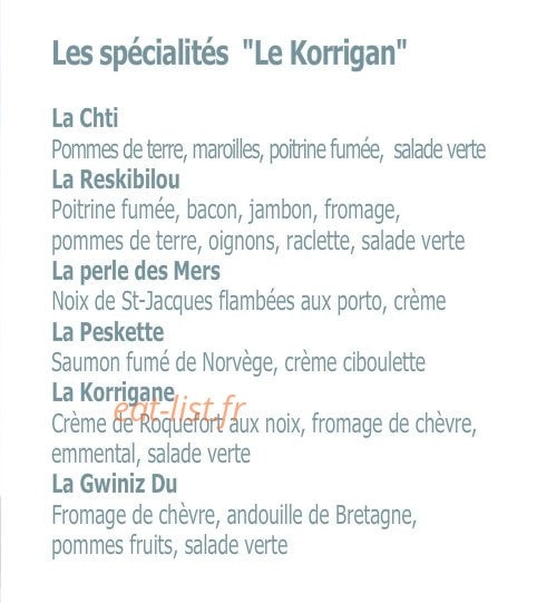 Crêperie Le Korrigan — carte page 1