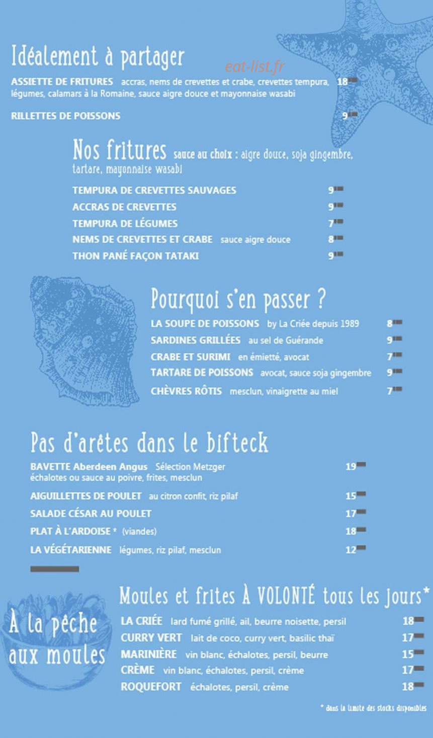 La Criée — carte page 2