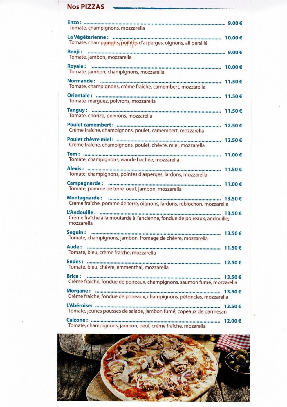 Restaurant l'Aber — carte page 1