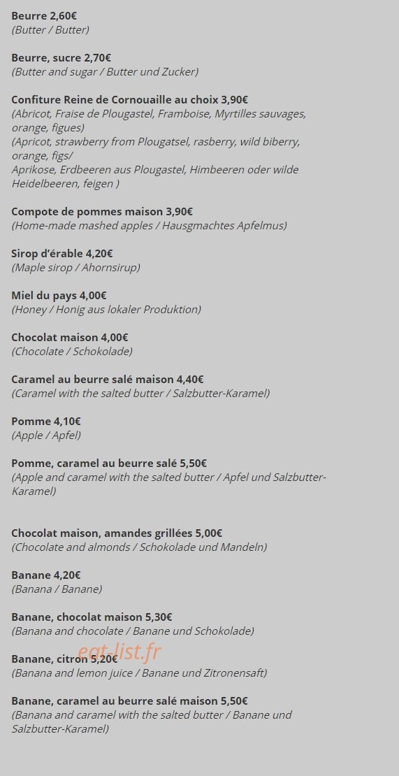 Crêperie de Kervastard — carte page 4