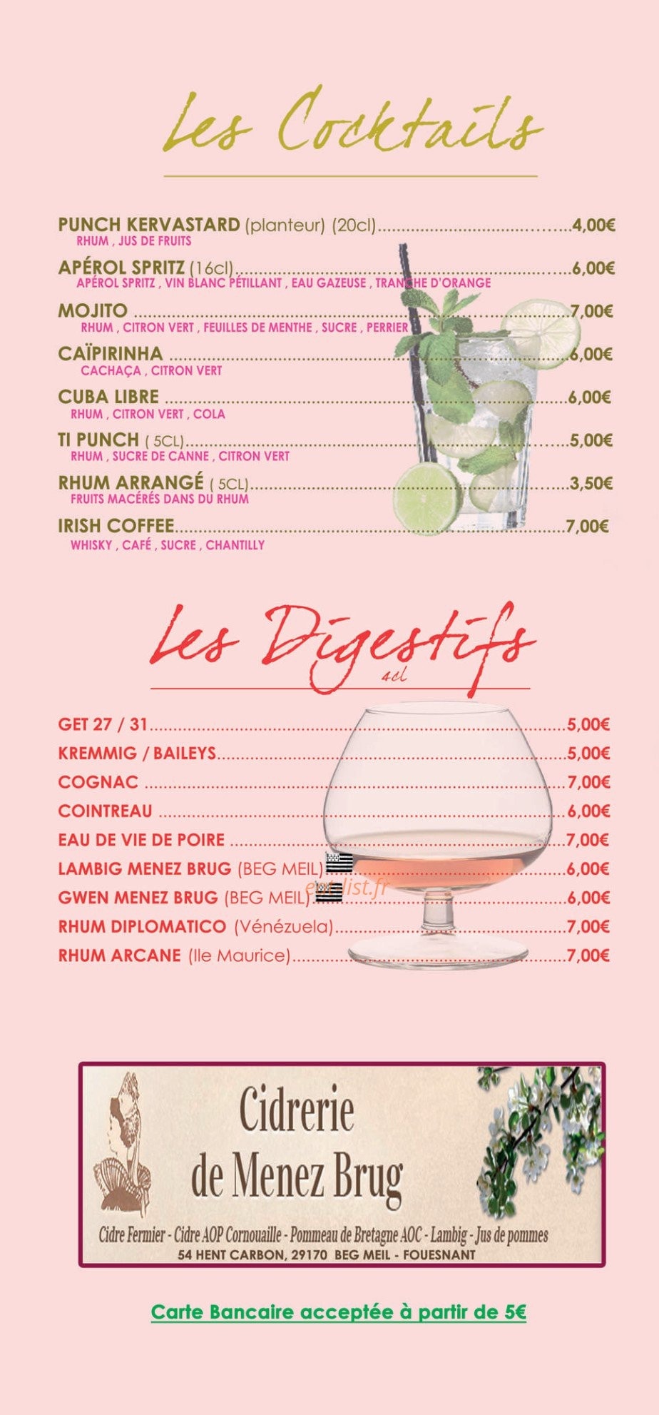 Crêperie de Kervastard — carte page 13