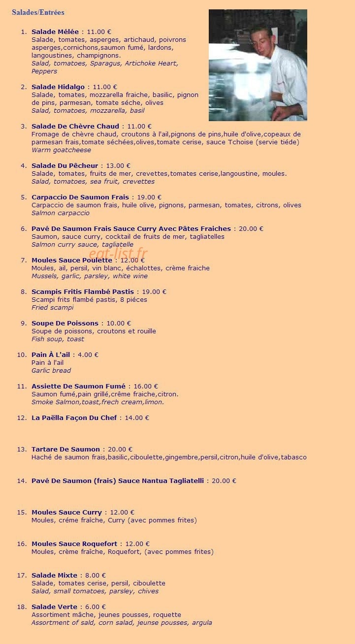 Chez Alain — carte page 1