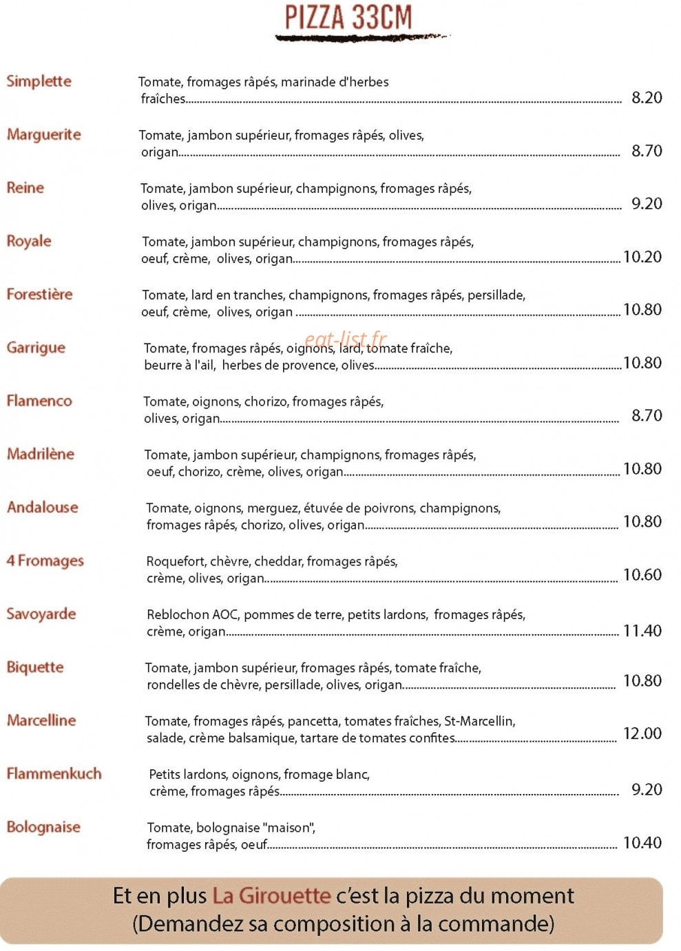 La Gourmand'Zza — carte page 1