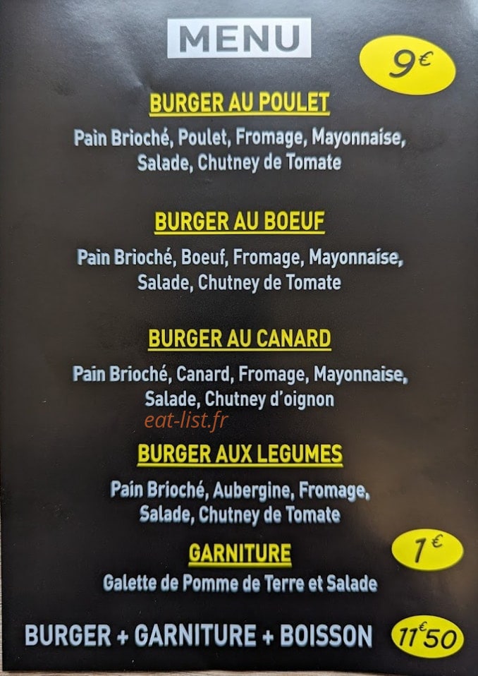 Gourmet Burger — carte page 1