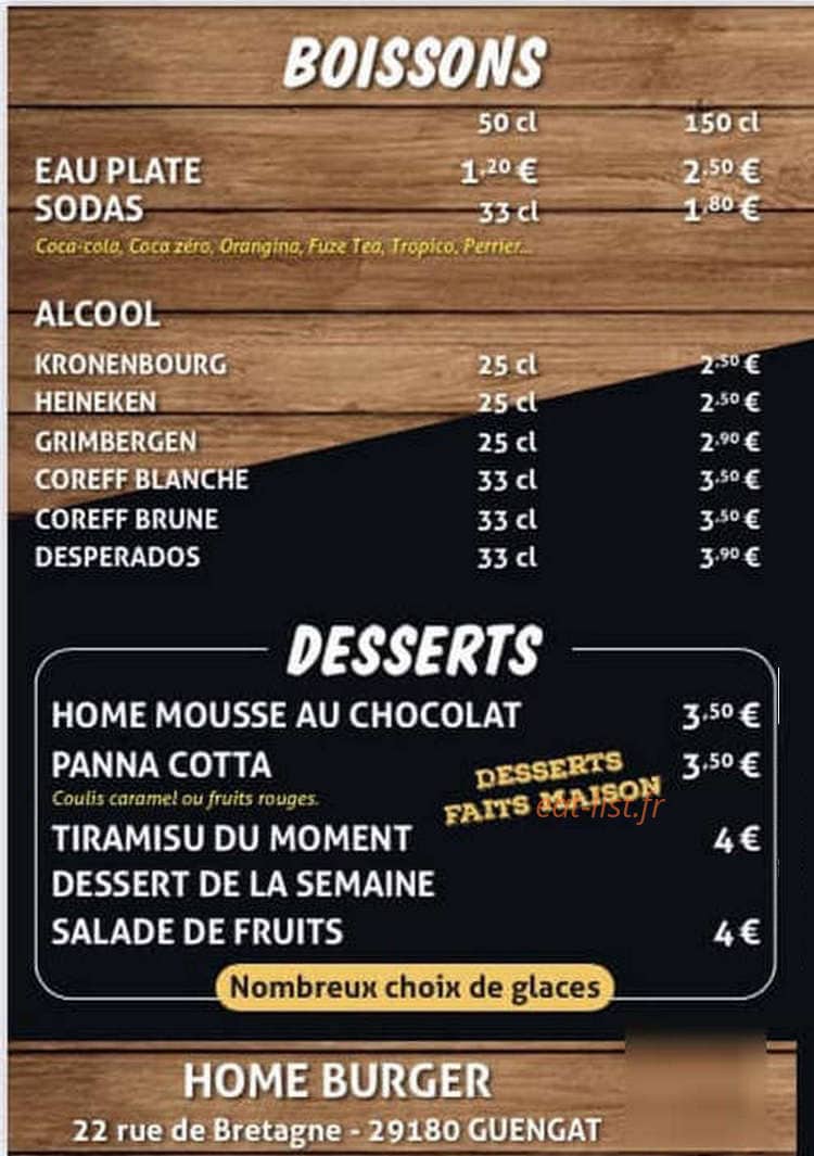 Home Burger — carte page 4