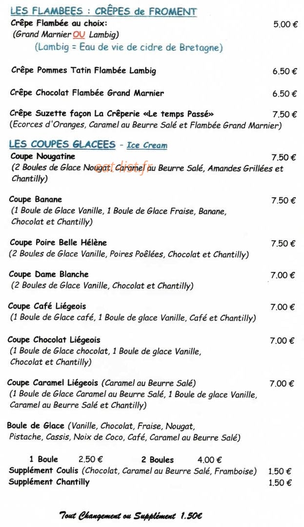 Crêperie Le Temps Passé — carte page 3