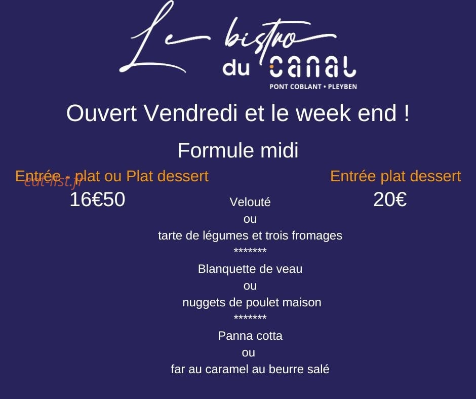 Bistro du Canal — carte page 1