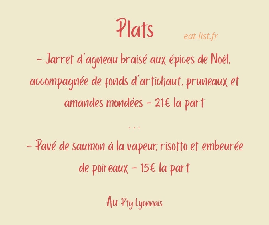 Au p’ty Lyonnais — carte page 2