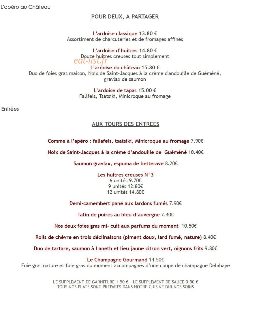 Aux Tours Du Chateau — carte page 1