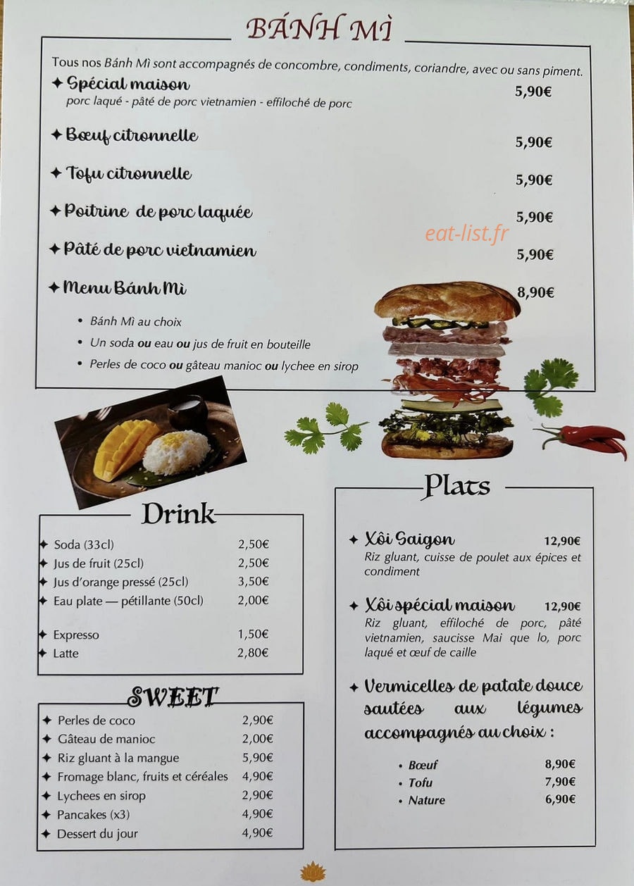 Bánh Mì — carte page 1