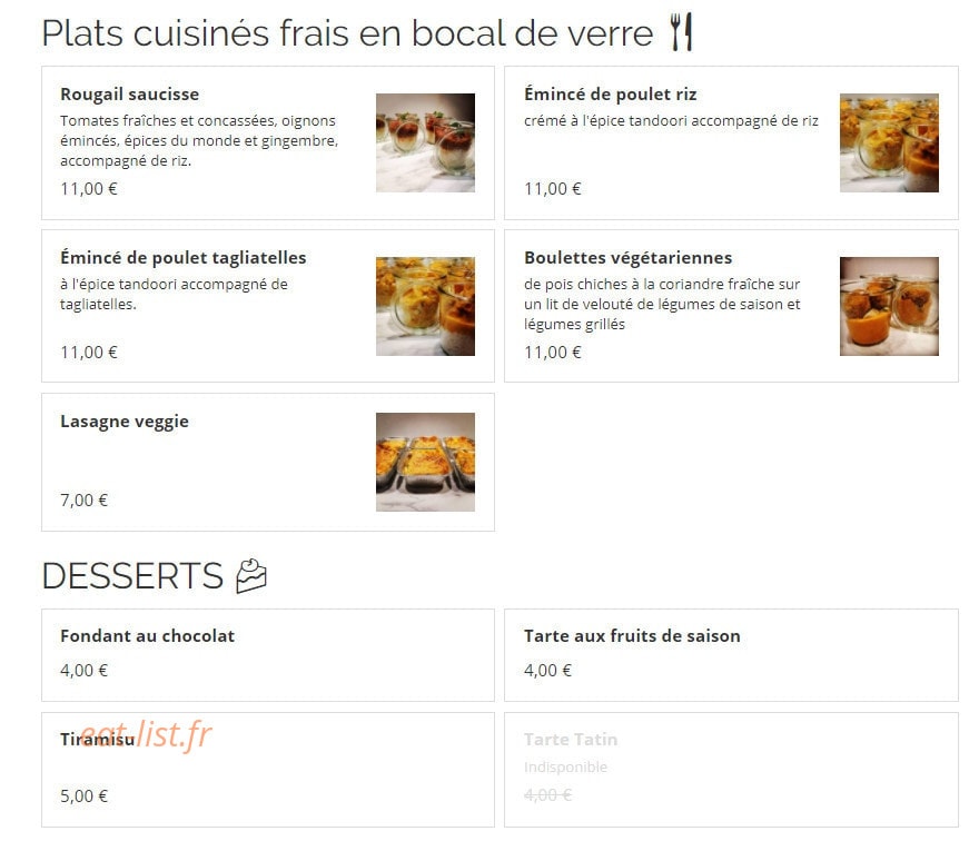 Bistrot 39 — carte page 1