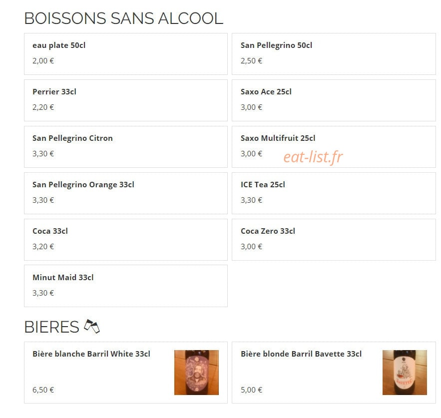 Bistrot 39 — carte page 2