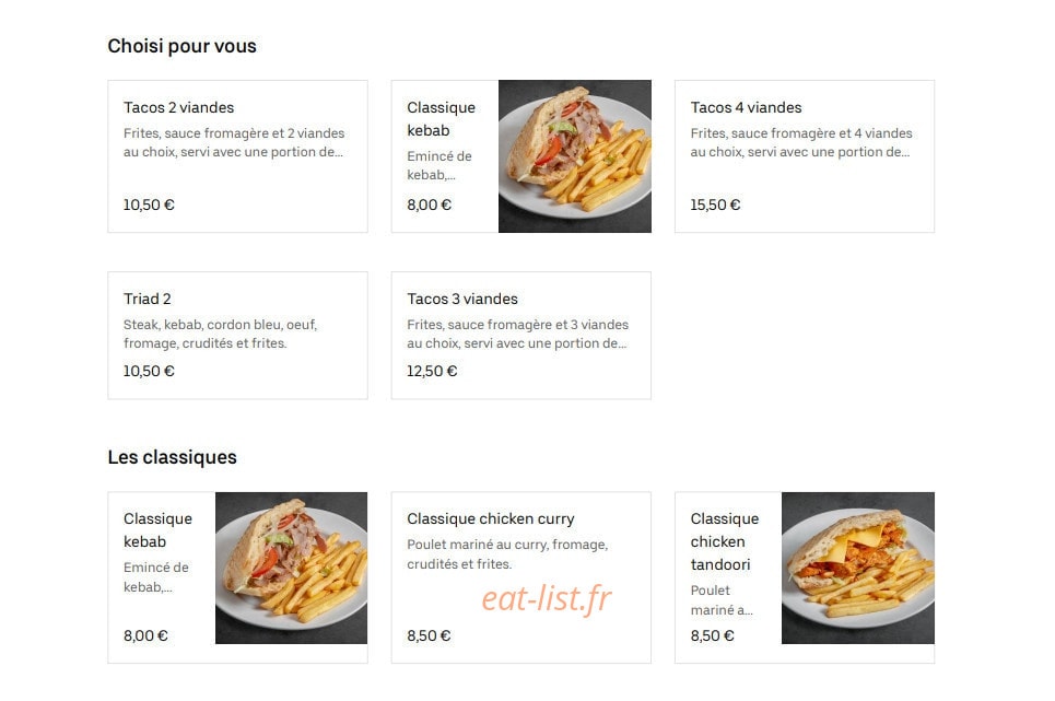 Brest Food — carte page 1