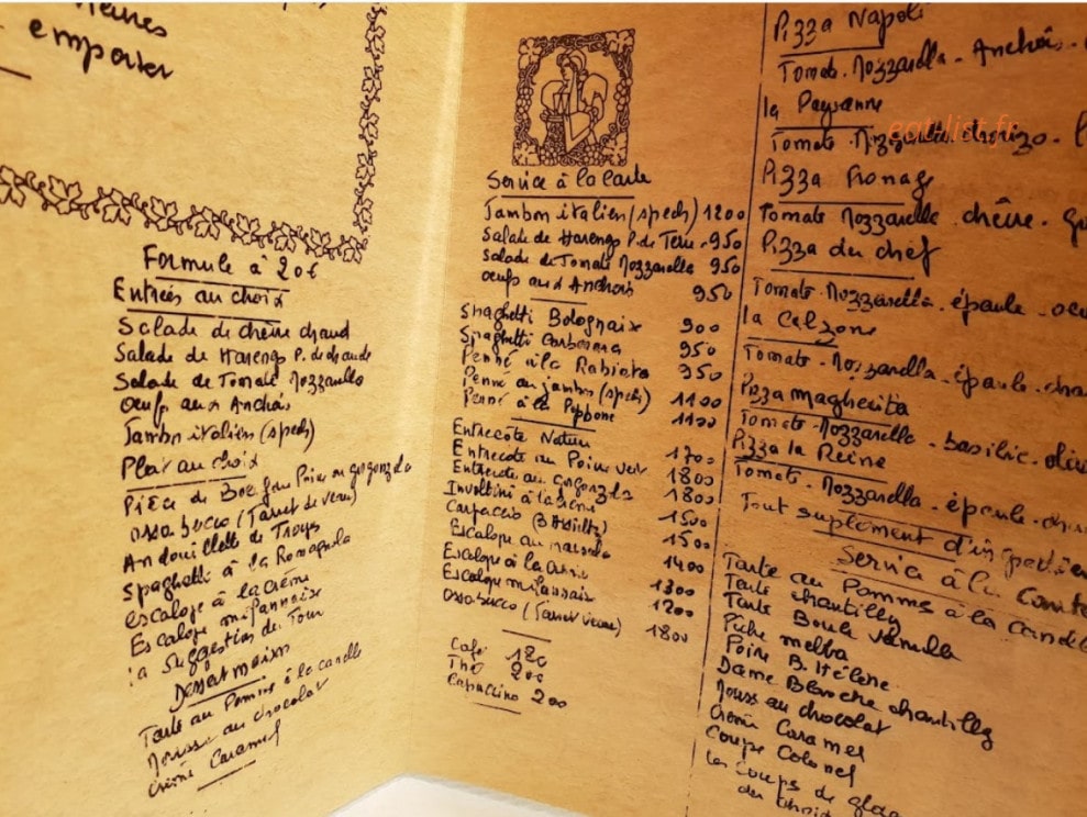 Chez Carmine — carte page 1