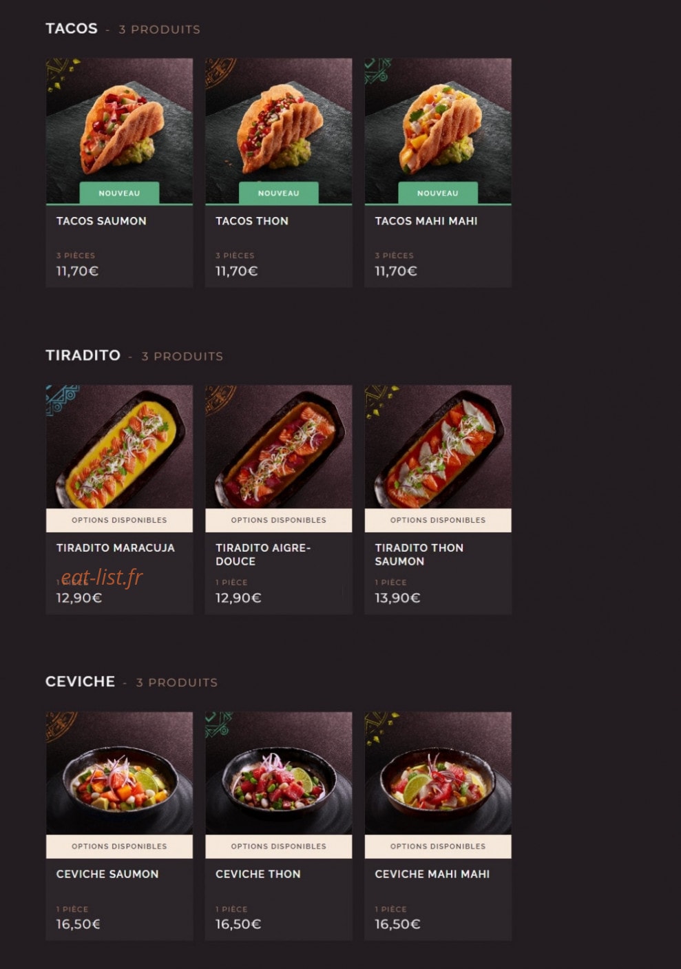 Côté Sushi — carte page 7