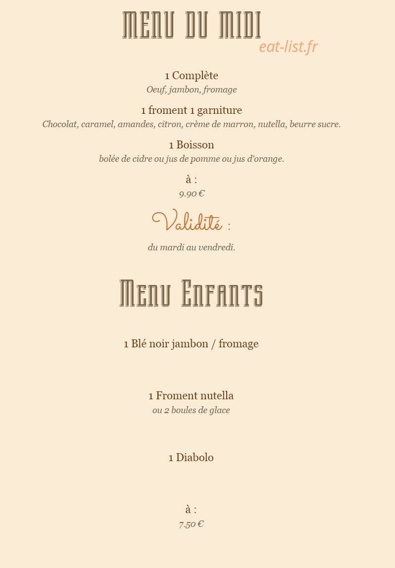 Crêperie La Chaumine — carte page 2