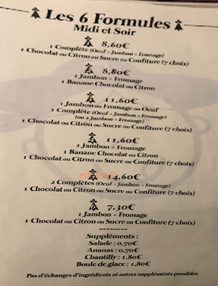 Crêperie Saint Michel — carte page 1