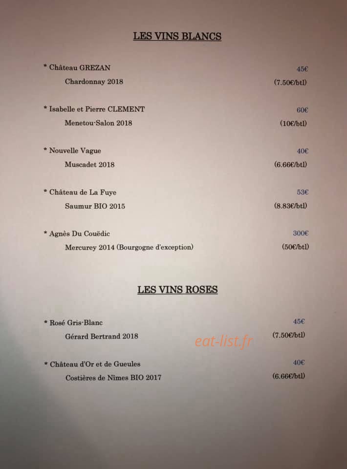 De La Cave Au Comptoir — carte page 2