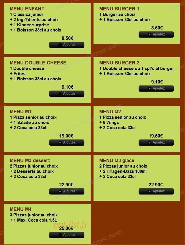 Dinapoli Pizza 29 — carte page 1