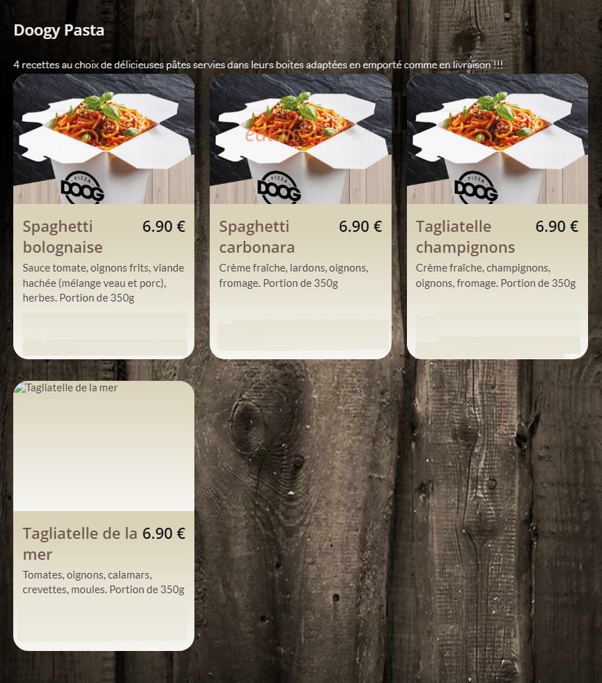 Doog Pizza — carte page 7