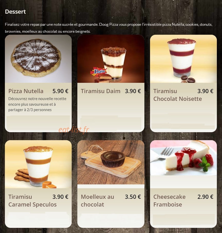 Doog Pizza — carte page 8