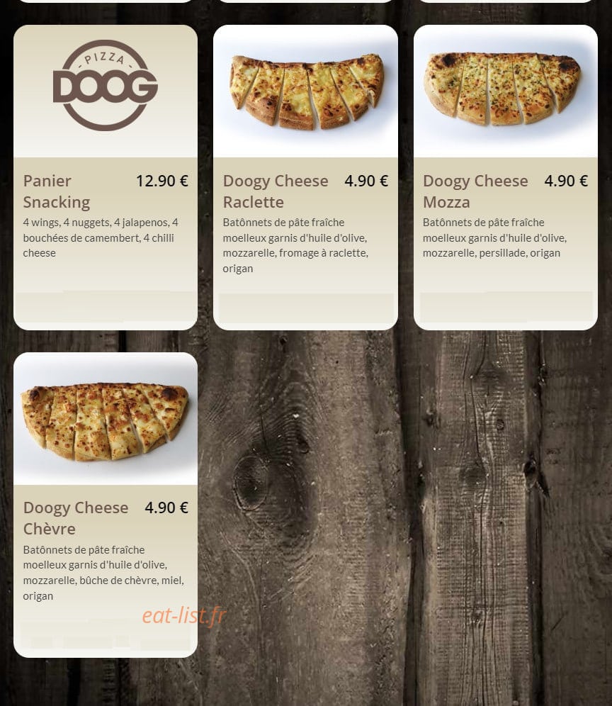 Doog Pizza — carte page 6