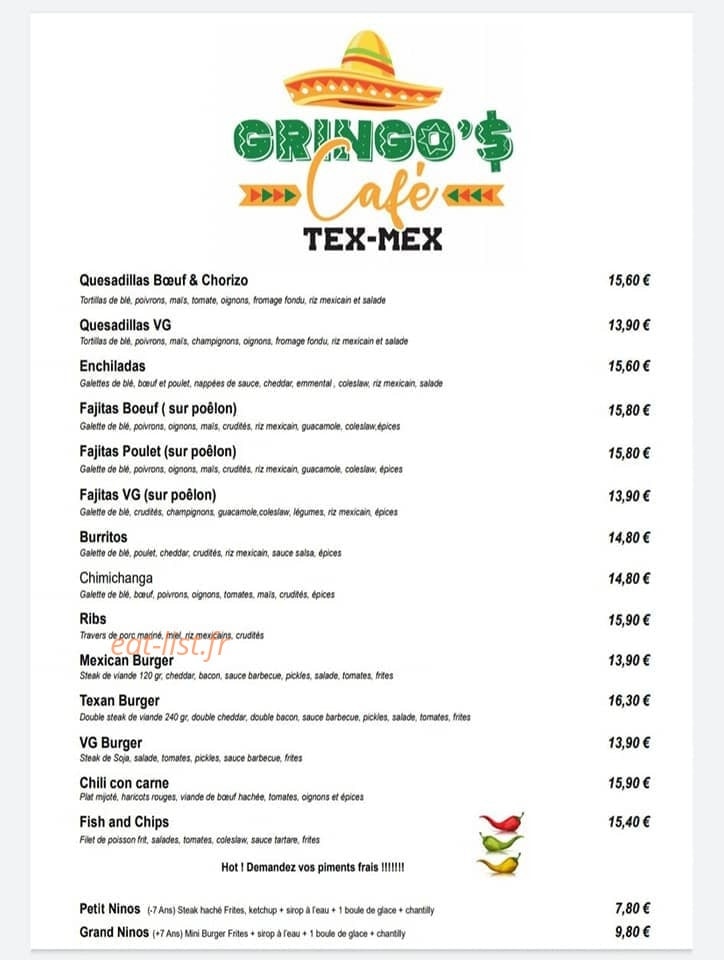 Gringo's Café — carte page 2
